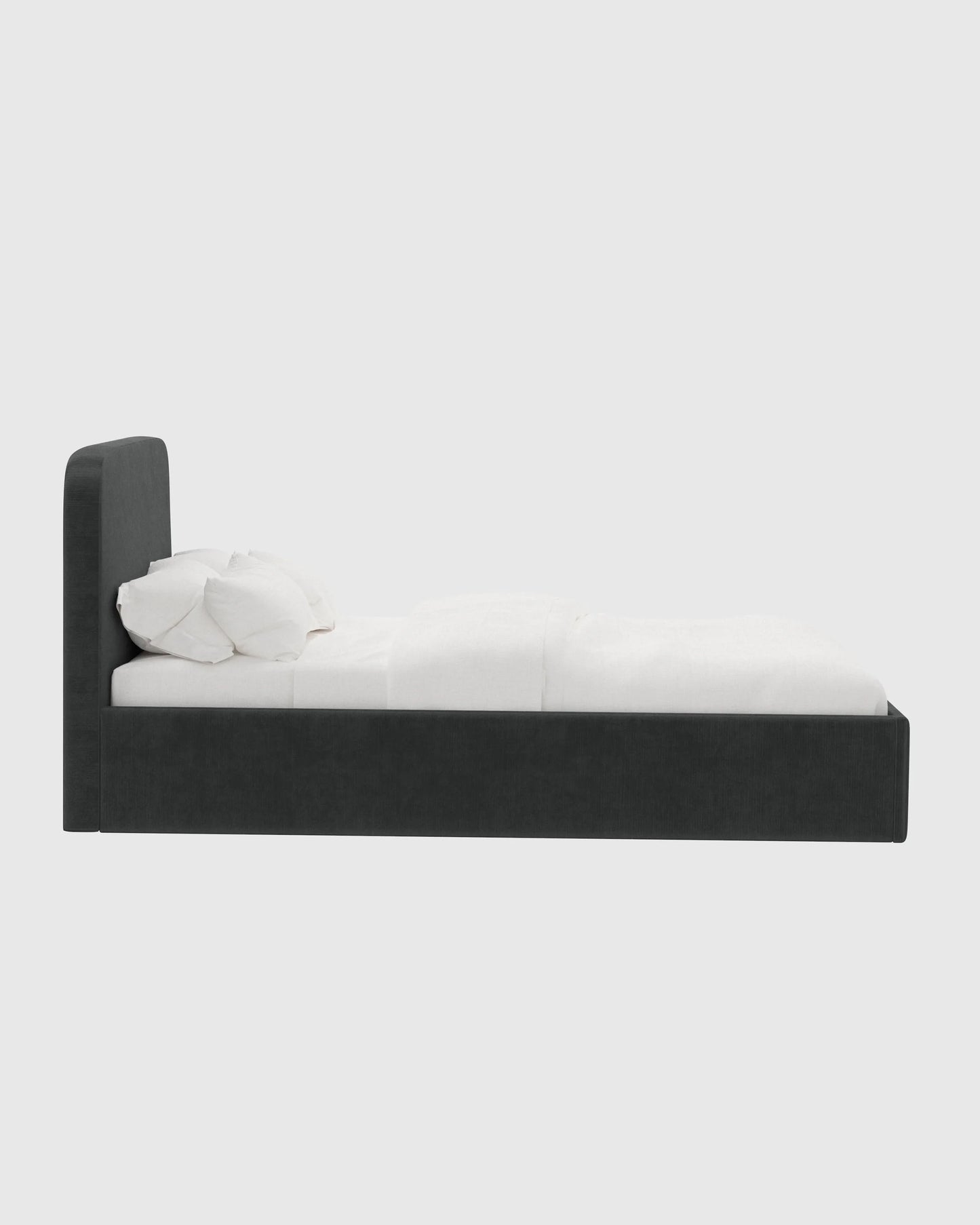 Curved Bed in Performance Velvet - Full / Walnut