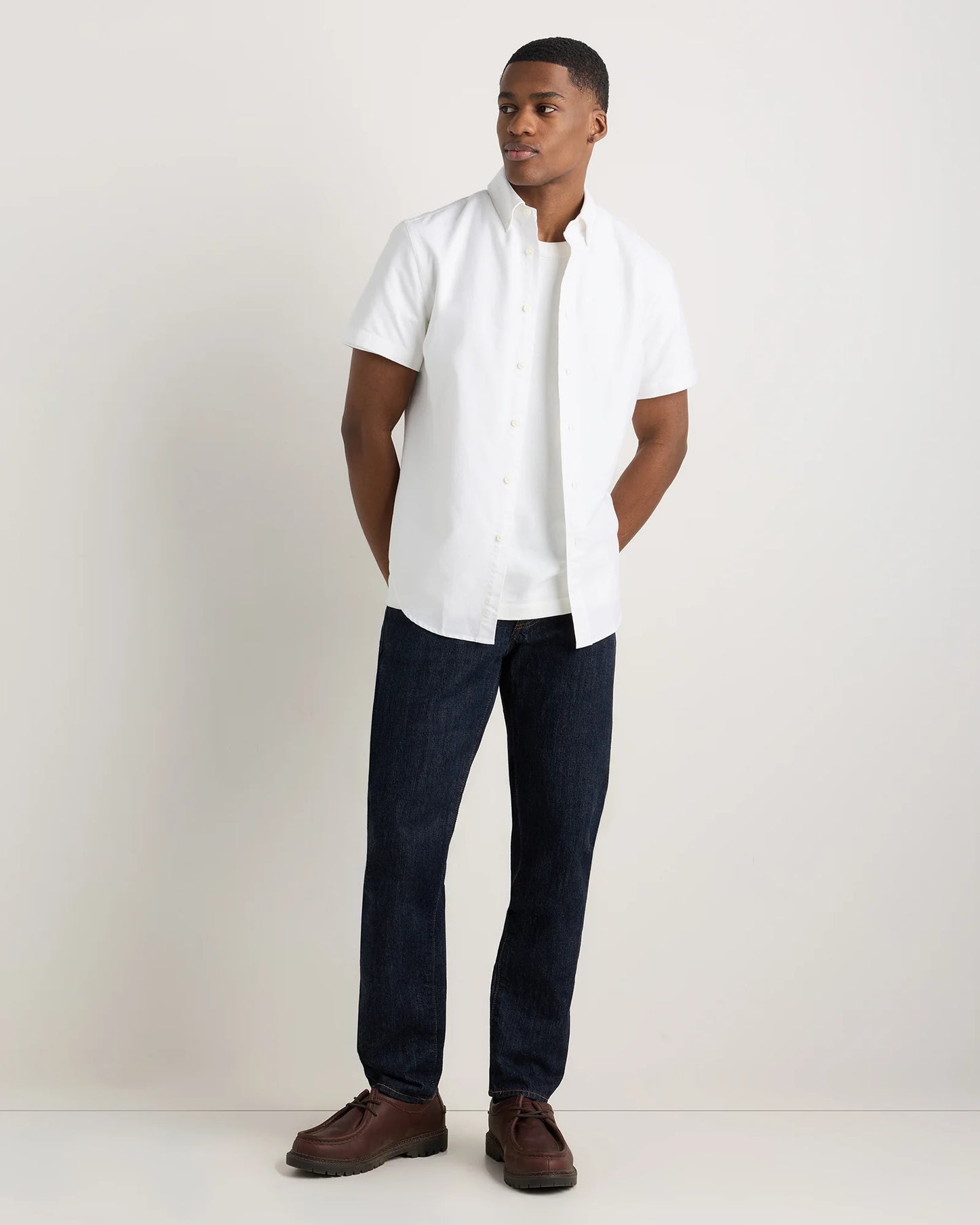 100% Organic Cotton Short Sleeve Oxford Shirt - S / Dark Coal