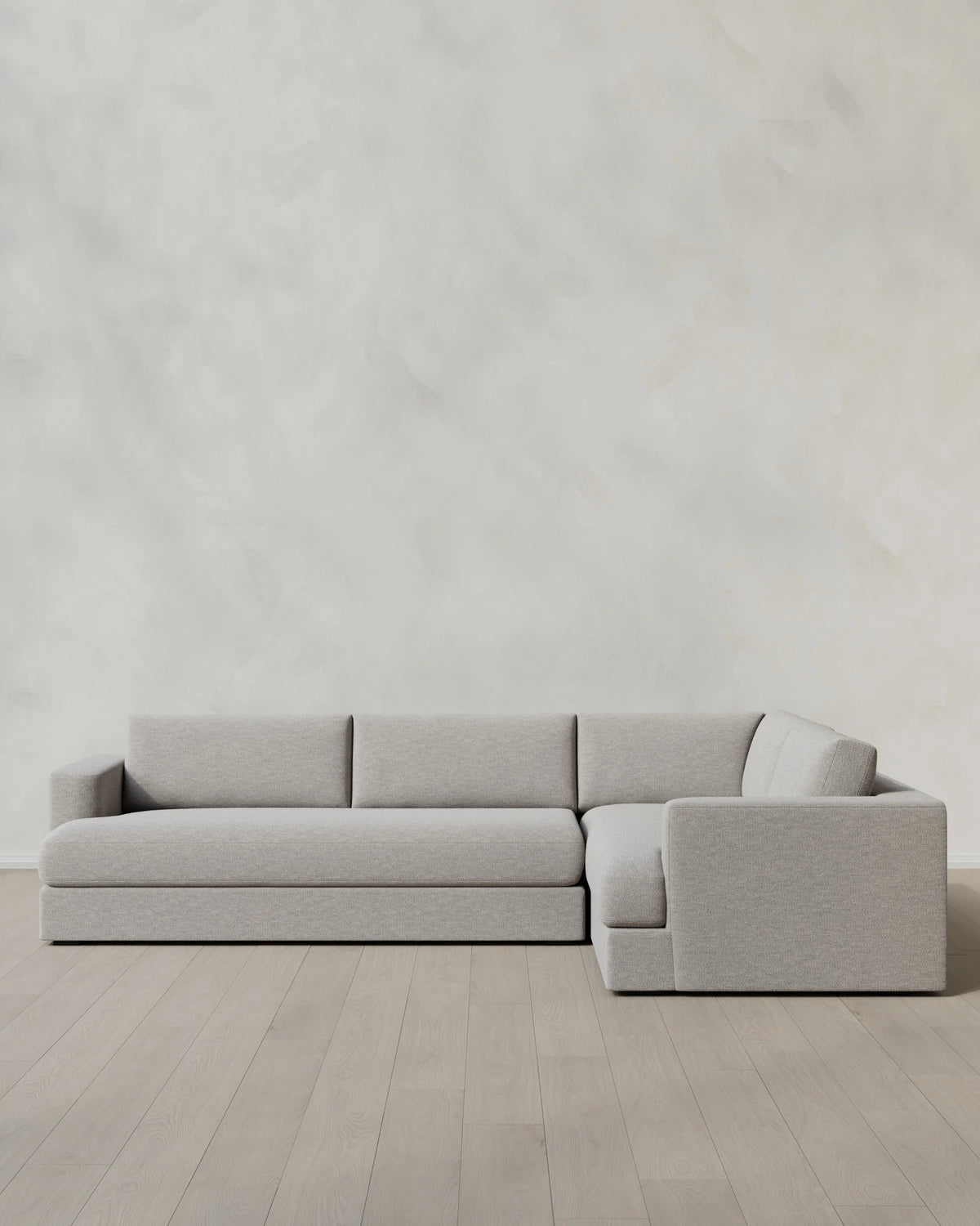 Sierra Curved Arm L Sectional in Performance Basketweave - Right Arm / Fog