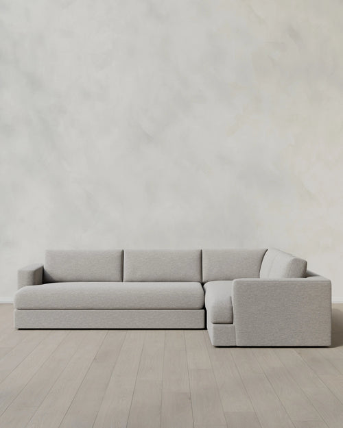 Sierra Curved Arm L Sectional in Performance Basketweave - Right Arm / Fog