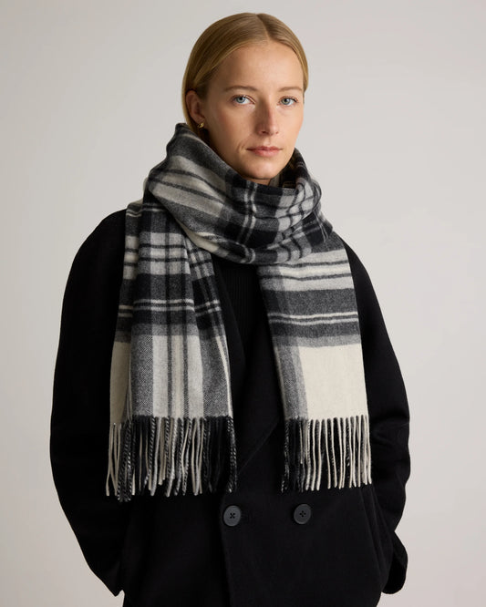Mongolian Cashmere Tartan Scarf - One Size / Neutral Tartan