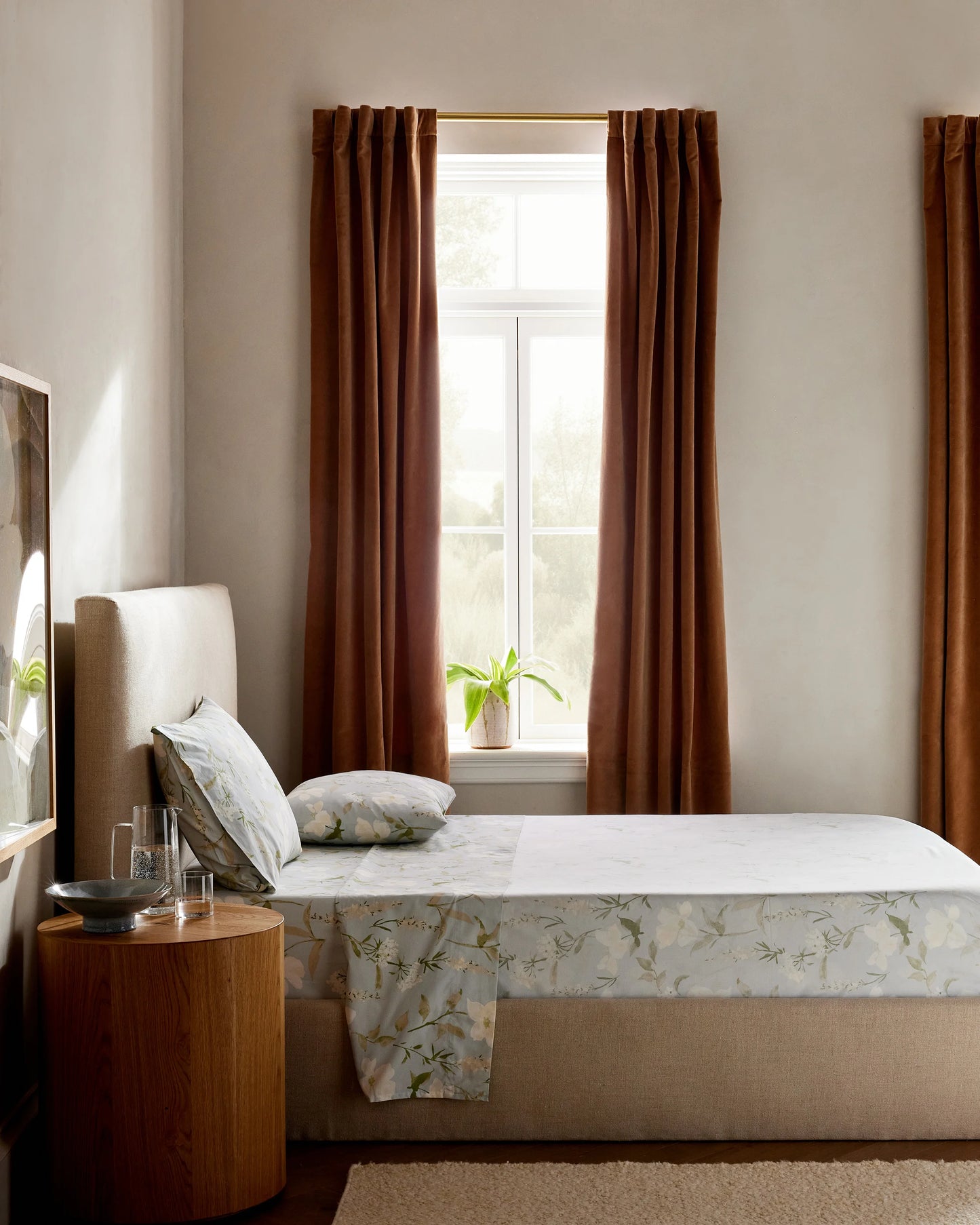 Organic Crisp Percale Floral Sheet Set - Twin / Blue Florette