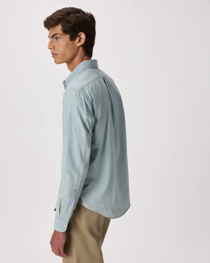 100% Organic Chambray Long Sleeve Shirt - S / Light Chambray