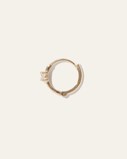 14K Gold Gemstone Tiny Huggie - Single - One Size / Emerald
