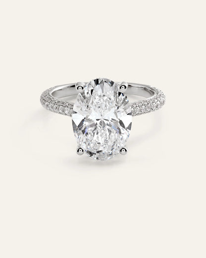 Lab Grown Diamond Oval Pave Cathedral Engagement Ring - 5ct - 4 / Yellow Gold
