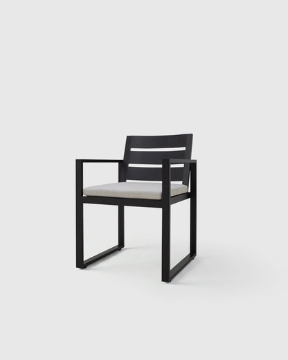 Linear Aluminum Outdoor Dining Armchair - One Size / Dark Charcoal