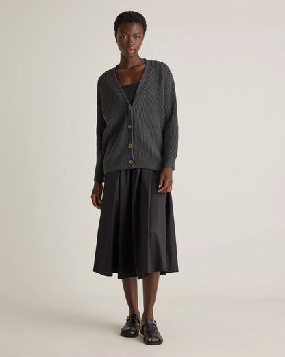 100% Organic Cotton Oversized Boyfriend Cardigan - XS / Speckled Beige