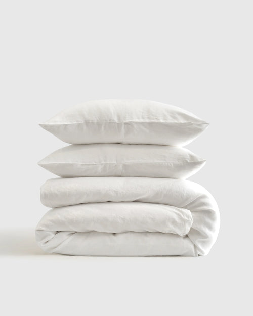 European Linen Duvet Cover Set - Twin / Peach