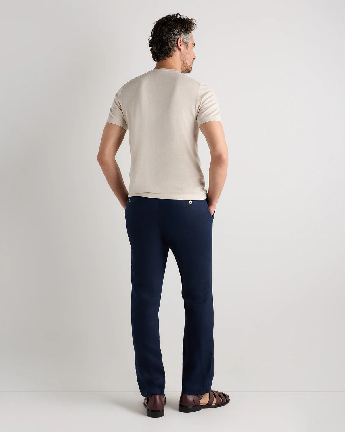Cotton-Silk Short Sleeve Crewneck Sweater - S / Navy