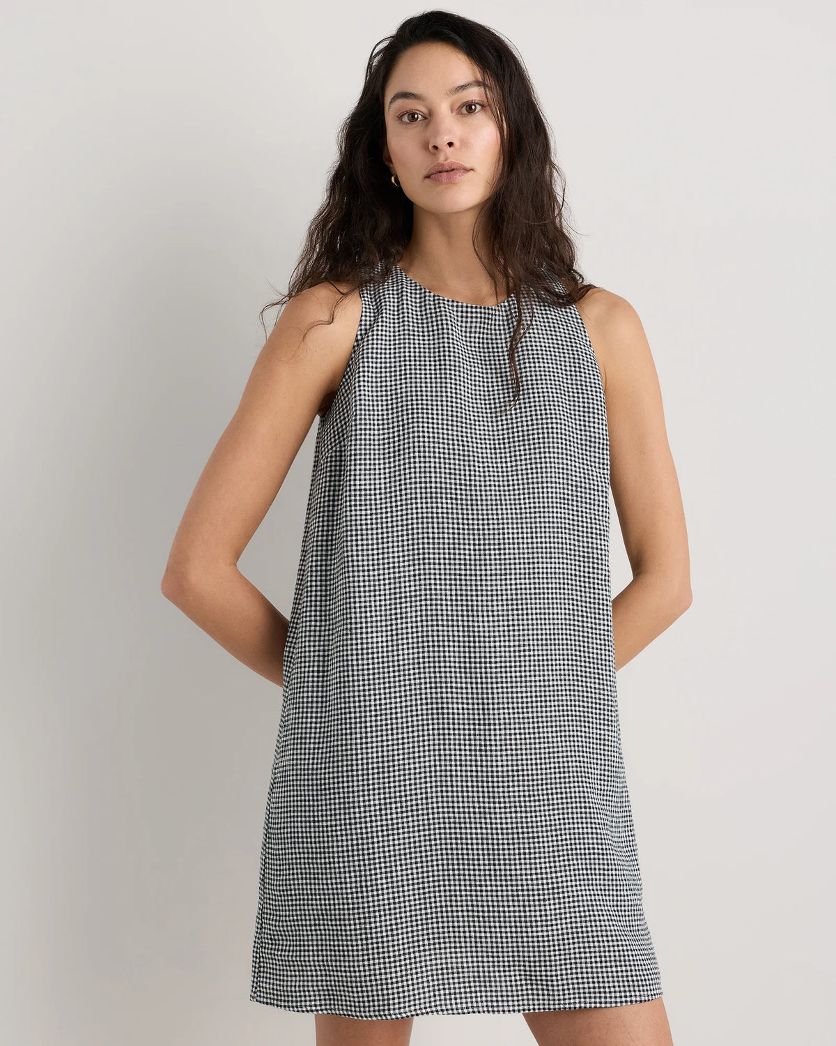 100% European Linen Tank Mini Dress - XS / Martini Olive