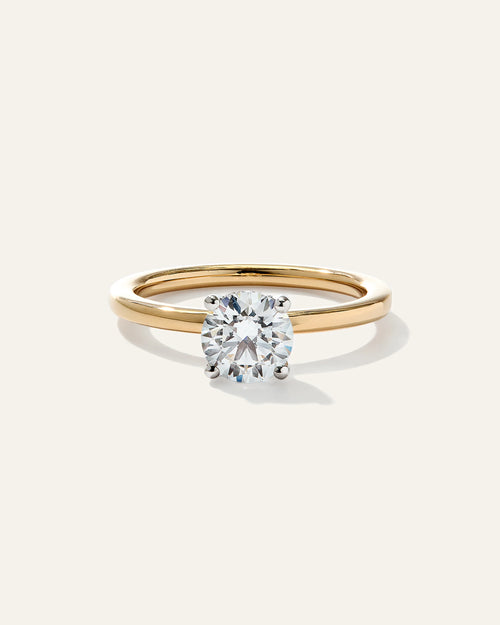 Lab Grown Diamond Round Petite Hidden Halo Engagement Ring - 1ct - 4 / Yellow Gold