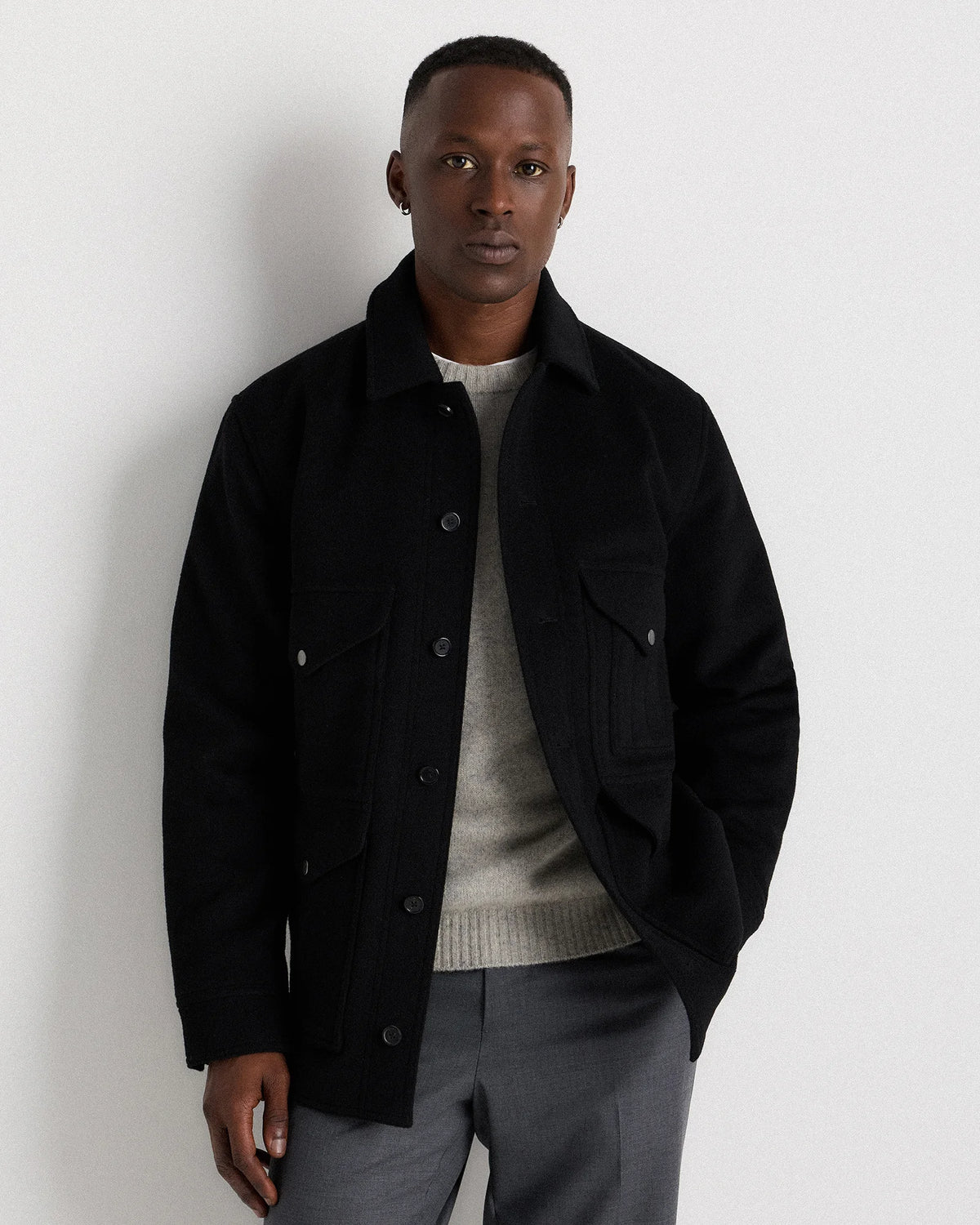 Wool Cashmere Field Jacket - S / Heather Grey
