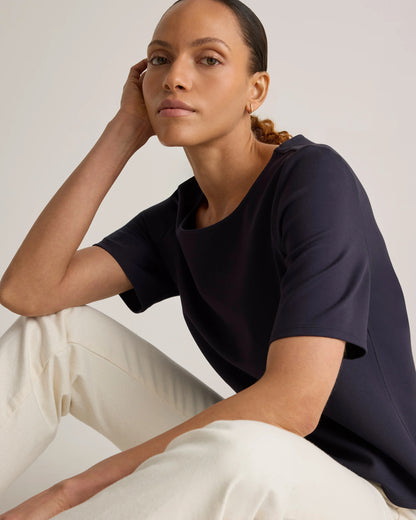 Ultra-Stretch Ponte Short Sleeve Top - XS / Black