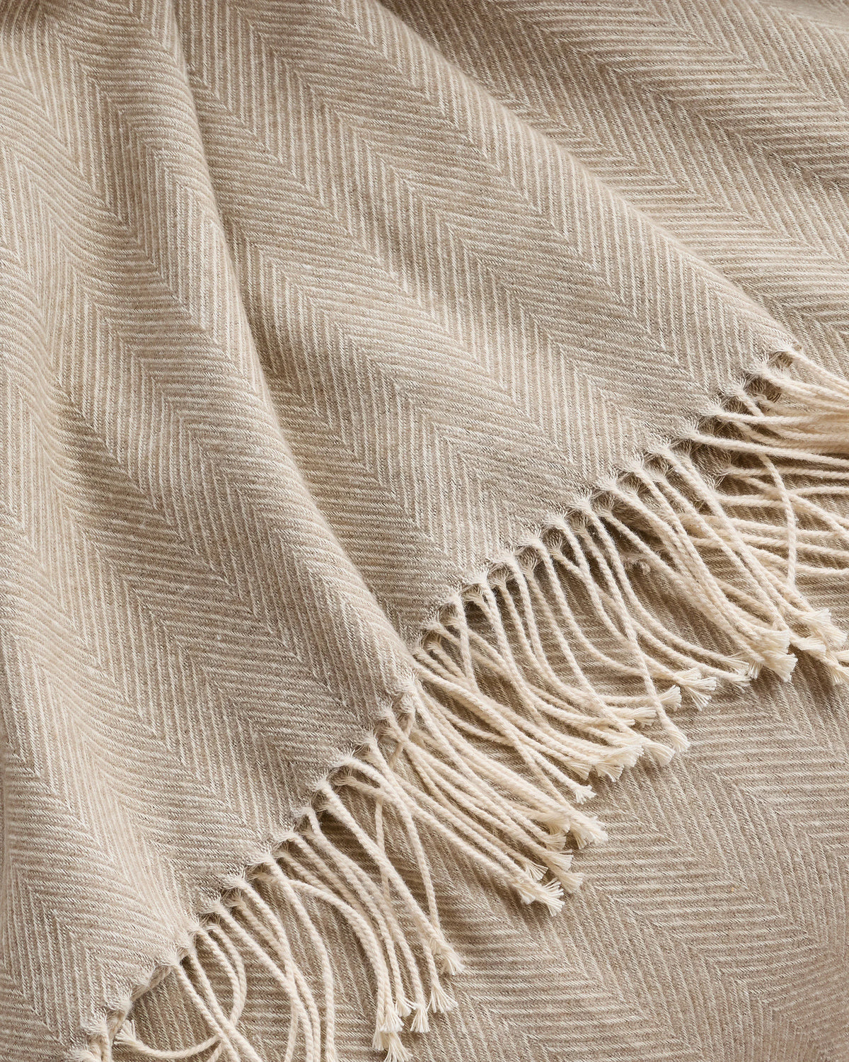 Lightweight Italian Cotton Herringbone Throw - One Size / Mushroom