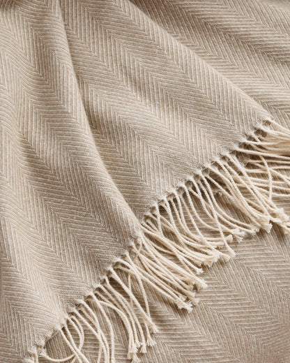 Lightweight Italian Cotton Herringbone Throw - One Size / Mushroom