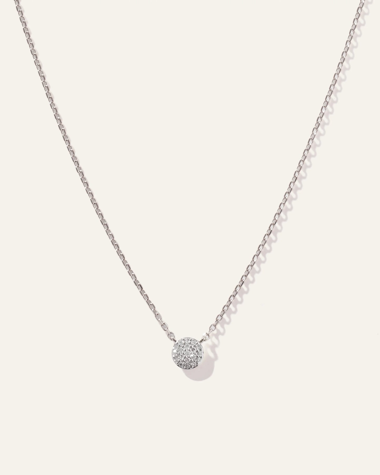 14K Gold Diamond Pave Disc Necklace - One Size / Yellow Gold