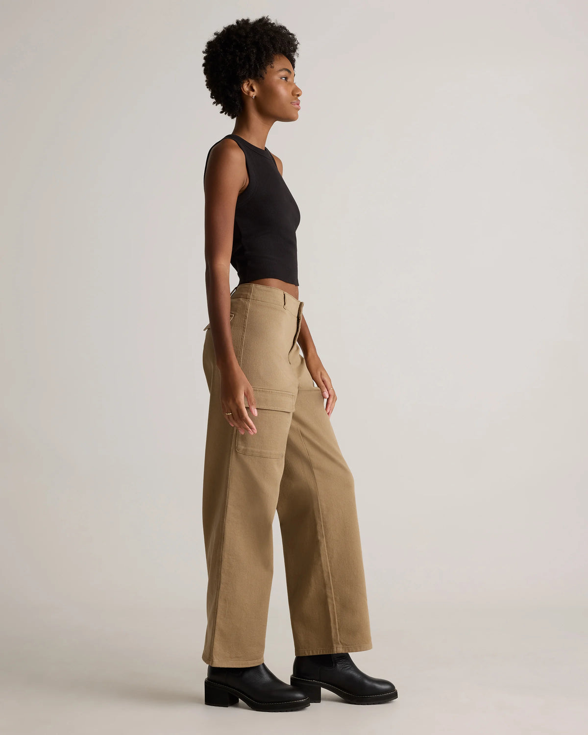 Organic Cotton Micro-Rib Cropped Cutaway Tank - XS / Heather Oatmeal