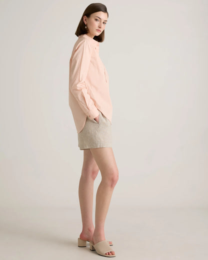 100% Organic Cotton Poplin Long Sleeve Shirt - XS / Delta Blue Double Stripe