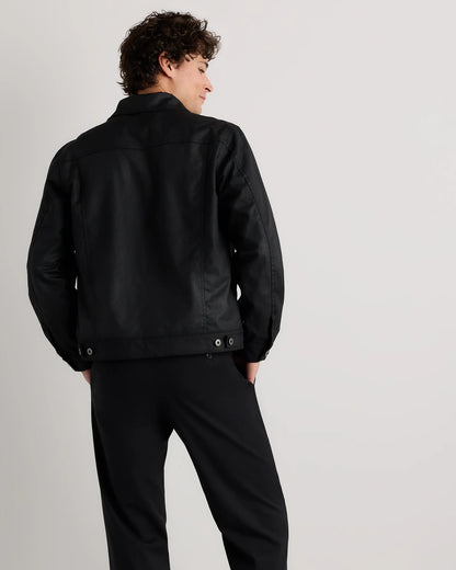 Organic Waxed Canvas Trucker Jacket - S / Black