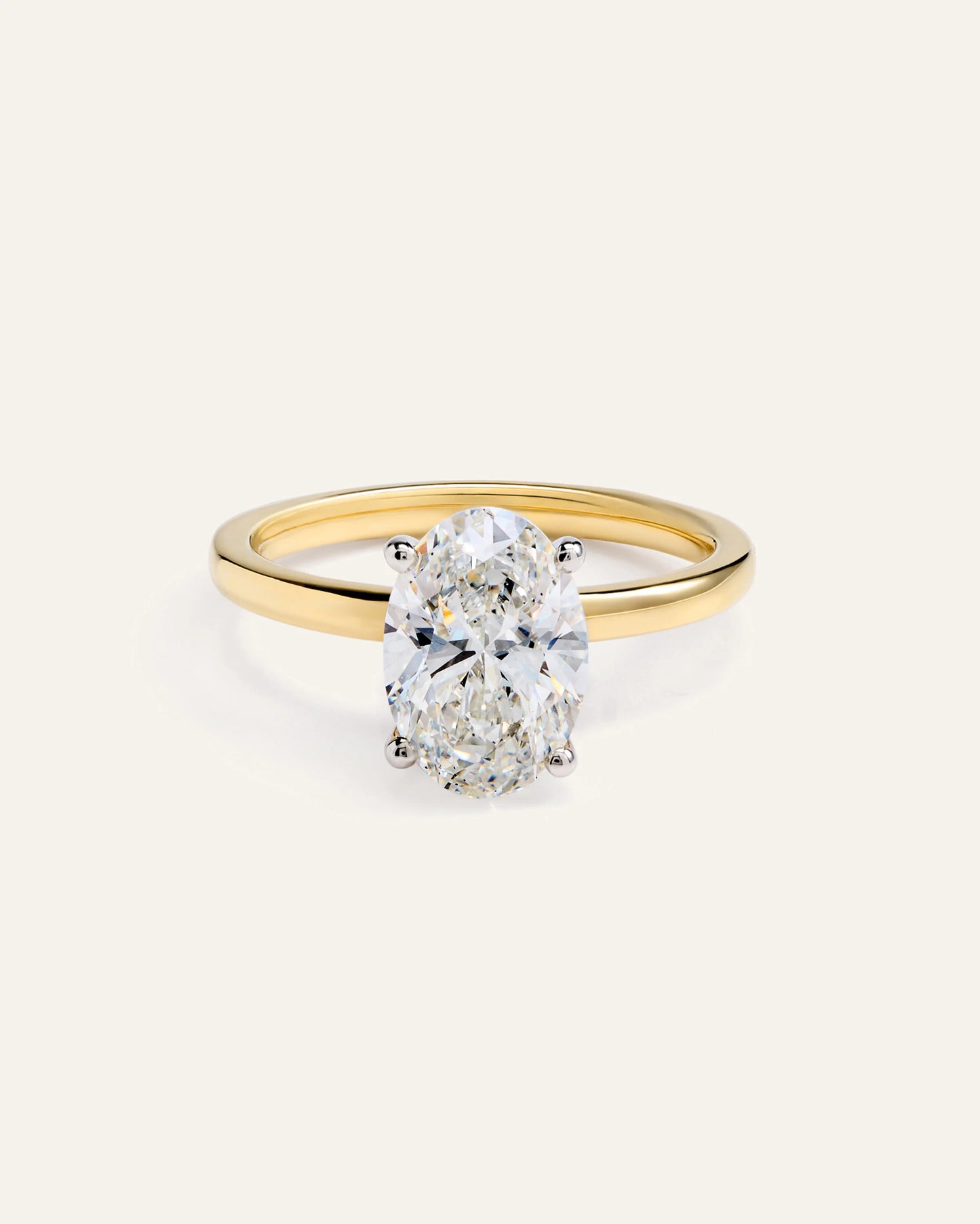 Lab Grown Diamond Oval Comfort Fit Engagement Ring - 2.5ct - 4 / Yellow Gold