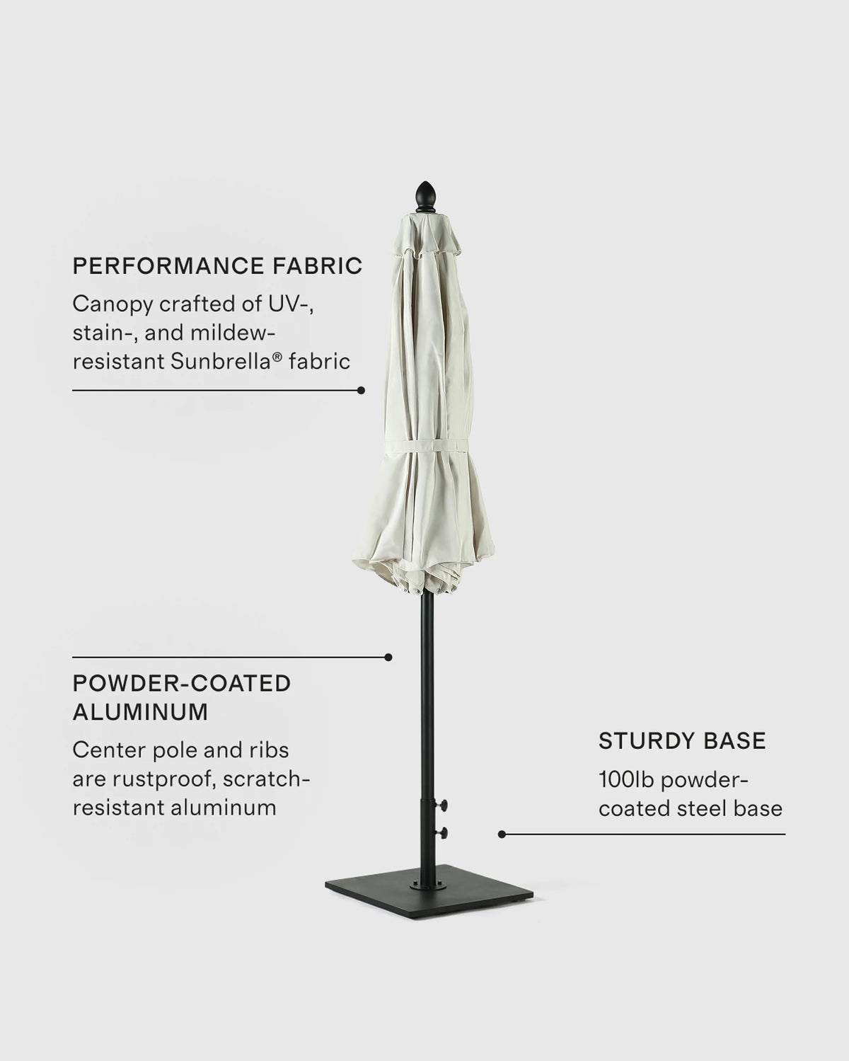 9' Round Sunbrella Outdoor Umbrella and Base - One Size / Natural/Black