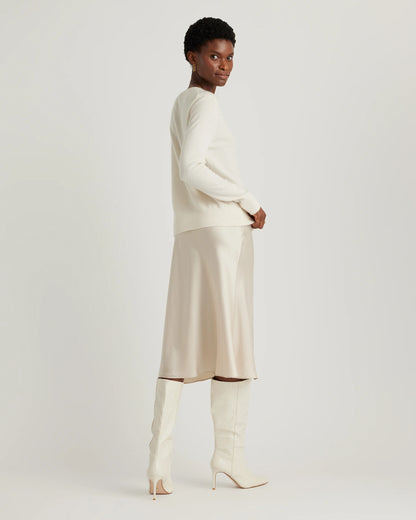 100% Washable Silk Skirt - XS / Champagne
