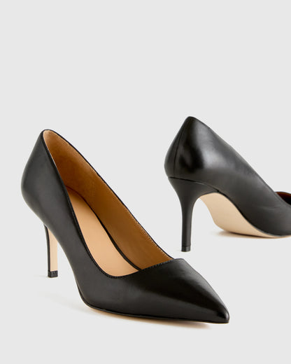 Italian Leather 75mm Pointy Toe Pump - 5 / Cashew
