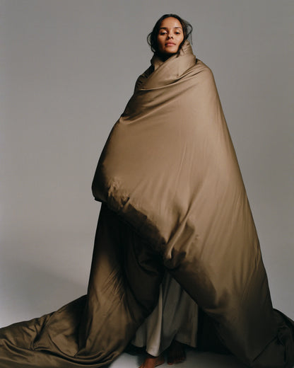 Signature Giza Cotton Sateen Duvet Cover Set - Twin / Sand
