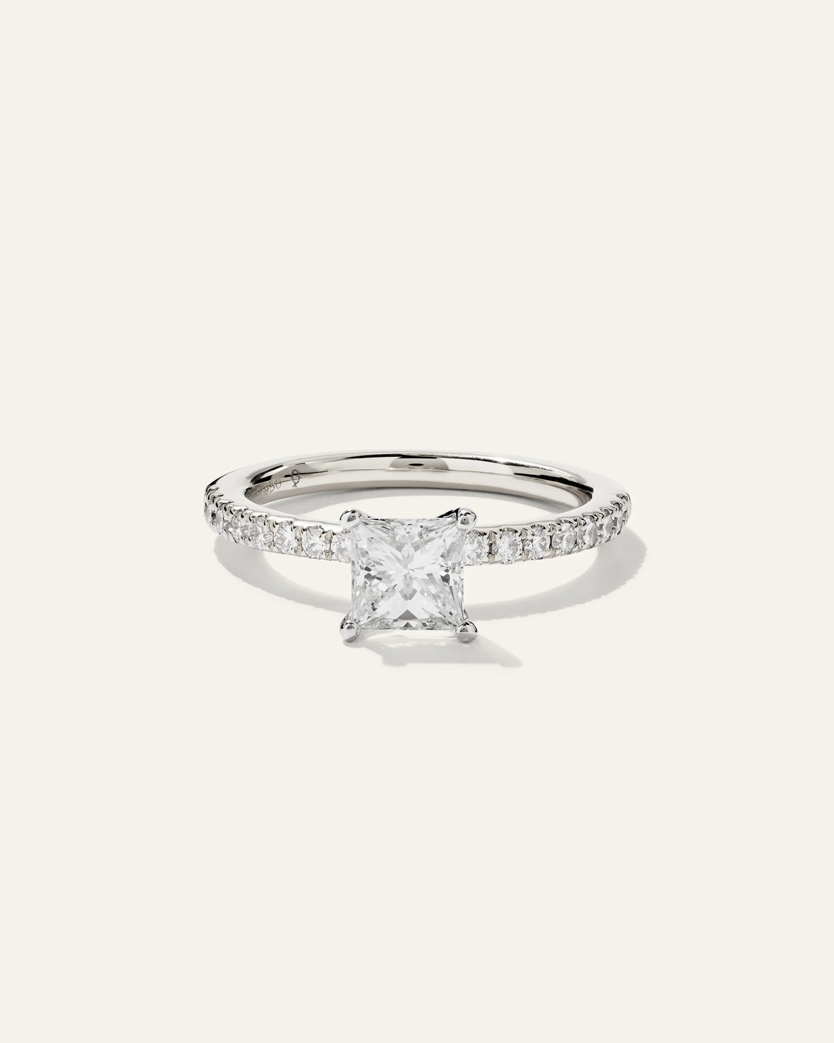 Lab Grown Diamond Princess Petite Pave Engagement Ring - 1ct - 4 / Yellow Gold