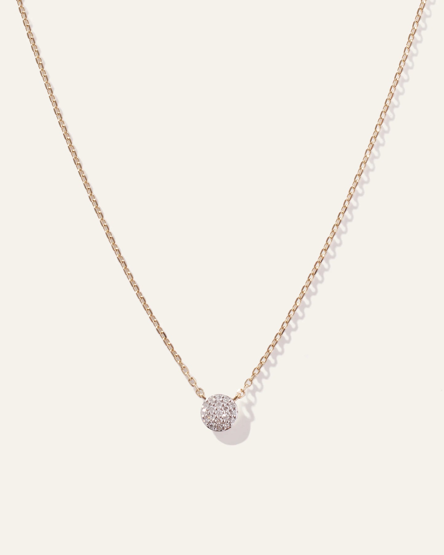 14K Gold Diamond Pave Disc Necklace - One Size / Yellow Gold