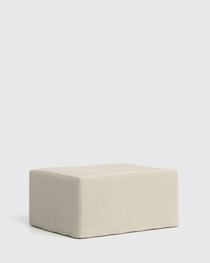 Ellery Slipcover Ottoman in Performance Linen - One Size / Sand