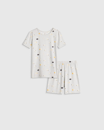 Bamboo Short Sleeve and Shorts Pajama Set - 2T / Lavender Hearts