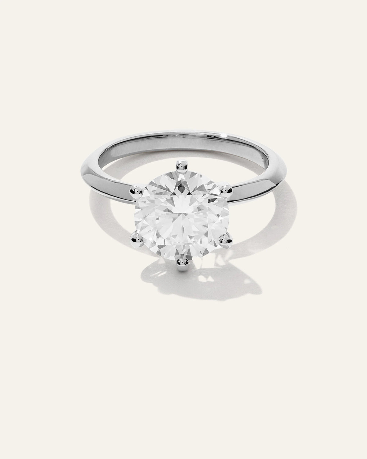 Lab Grown Diamond Round Six Prong Knife Edge Engagement Ring - 3ct - 4 / Yellow Gold