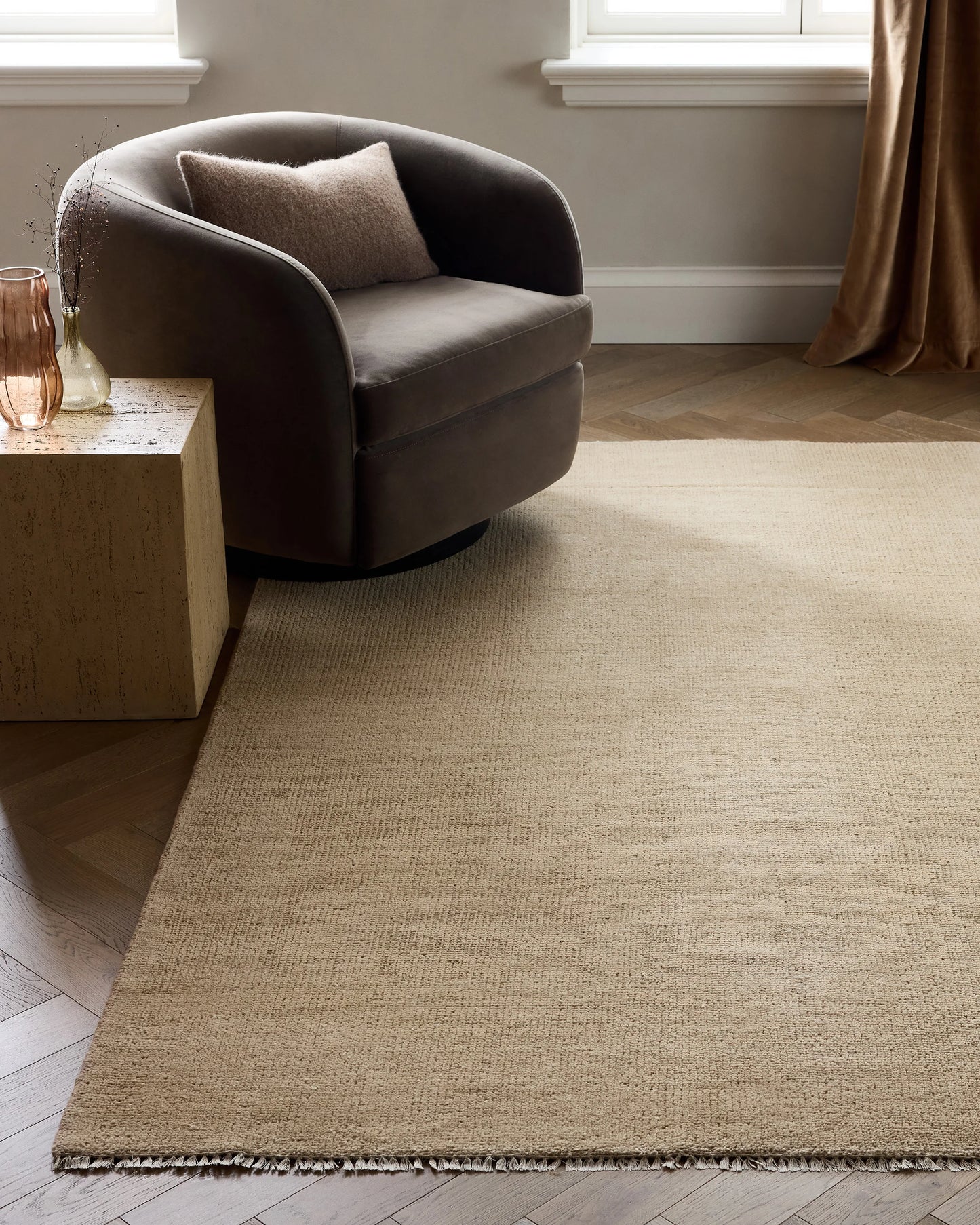 Lee Hand-Knotted Wool Rug - 5' x 8' / Oat