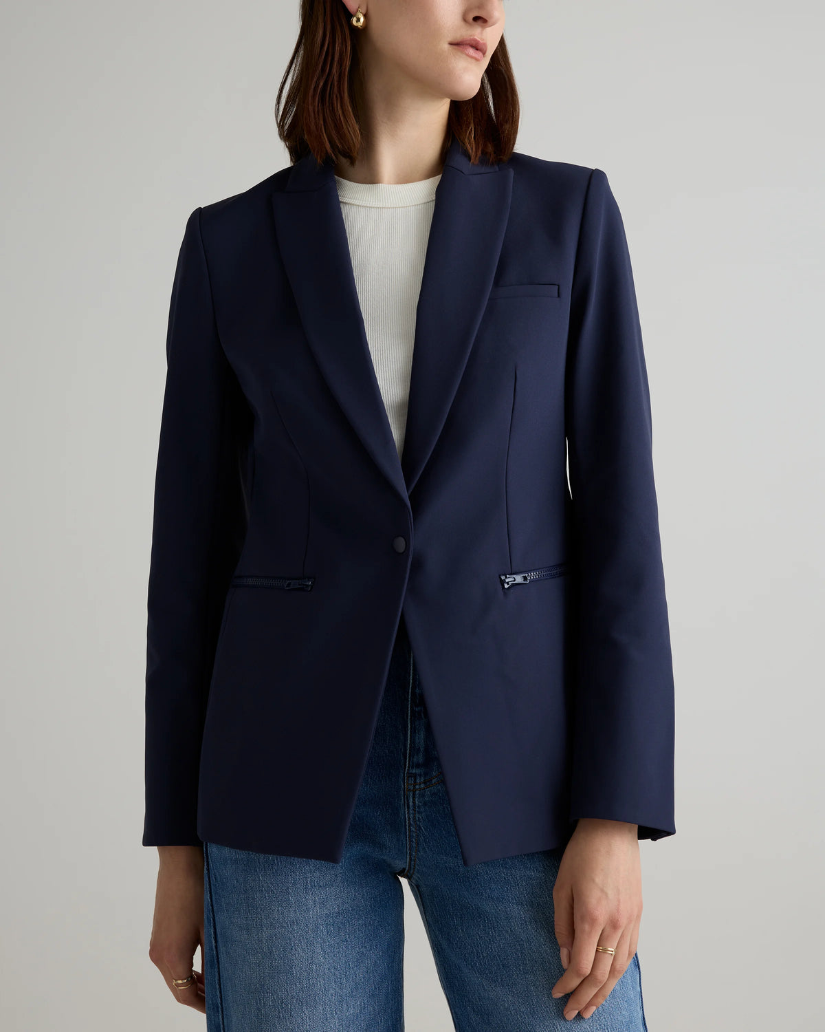 Scuba Single-Breasted Convertible Blazer - XS / True Black