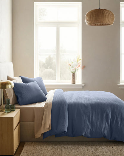 Organic Luxe Honeycomb Duvet Cover Set - Twin / Mineral