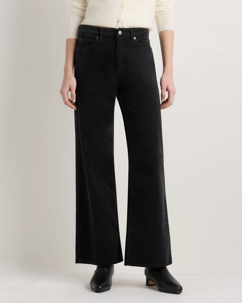 Organic Stretch Corduroy Wide Leg Pants - 0 / Black