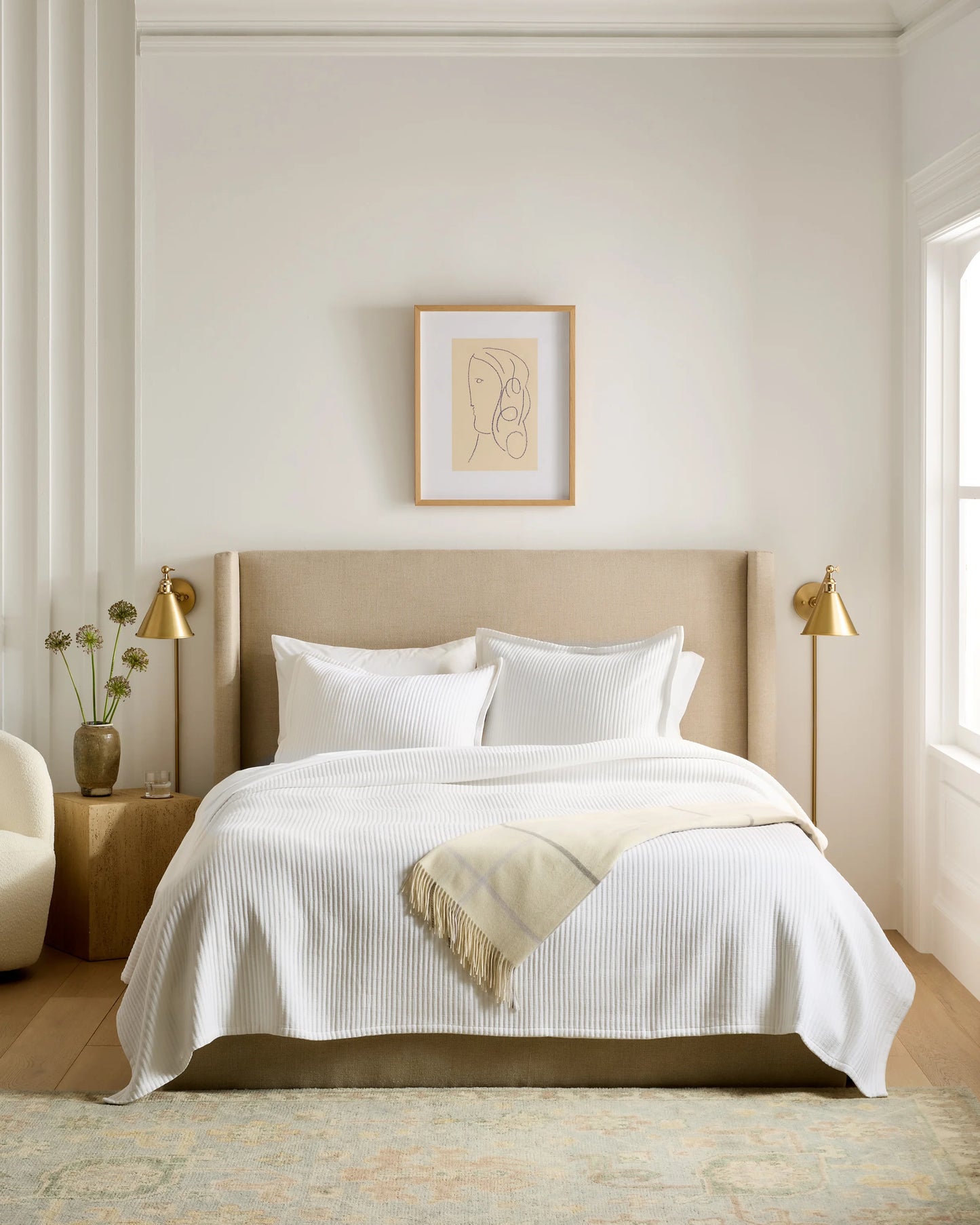 Organic Cotton Matelasse Coverlet Set - Twin / Sand