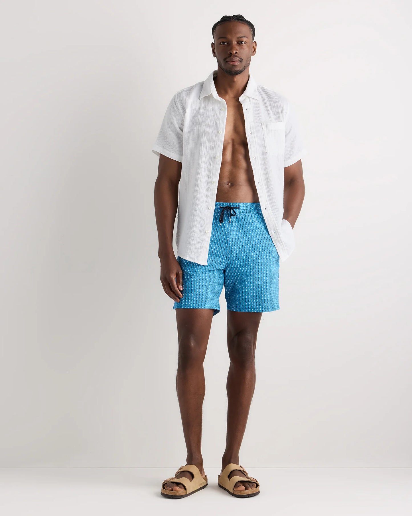 Italian Swim Trunks - 7" - XS / Navy Diamond Geo