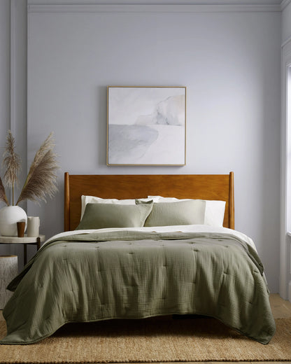 Organic Cotton Gauze Dream Quilt Set - Twin / Dried Sage