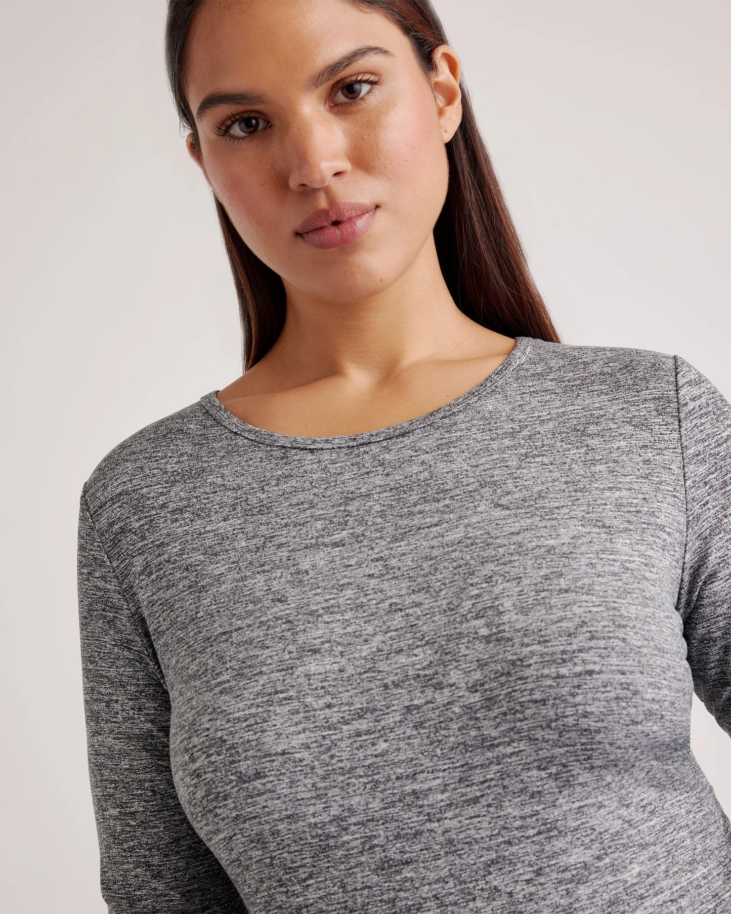 Ultra-Soft Fitted Long Sleeve Top - XS / Heather Navy