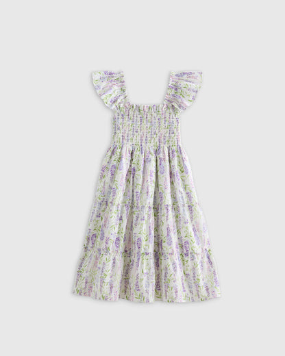 100% Organic Cotton Poplin Smocked Dress - 2T / Floral Sprigs
