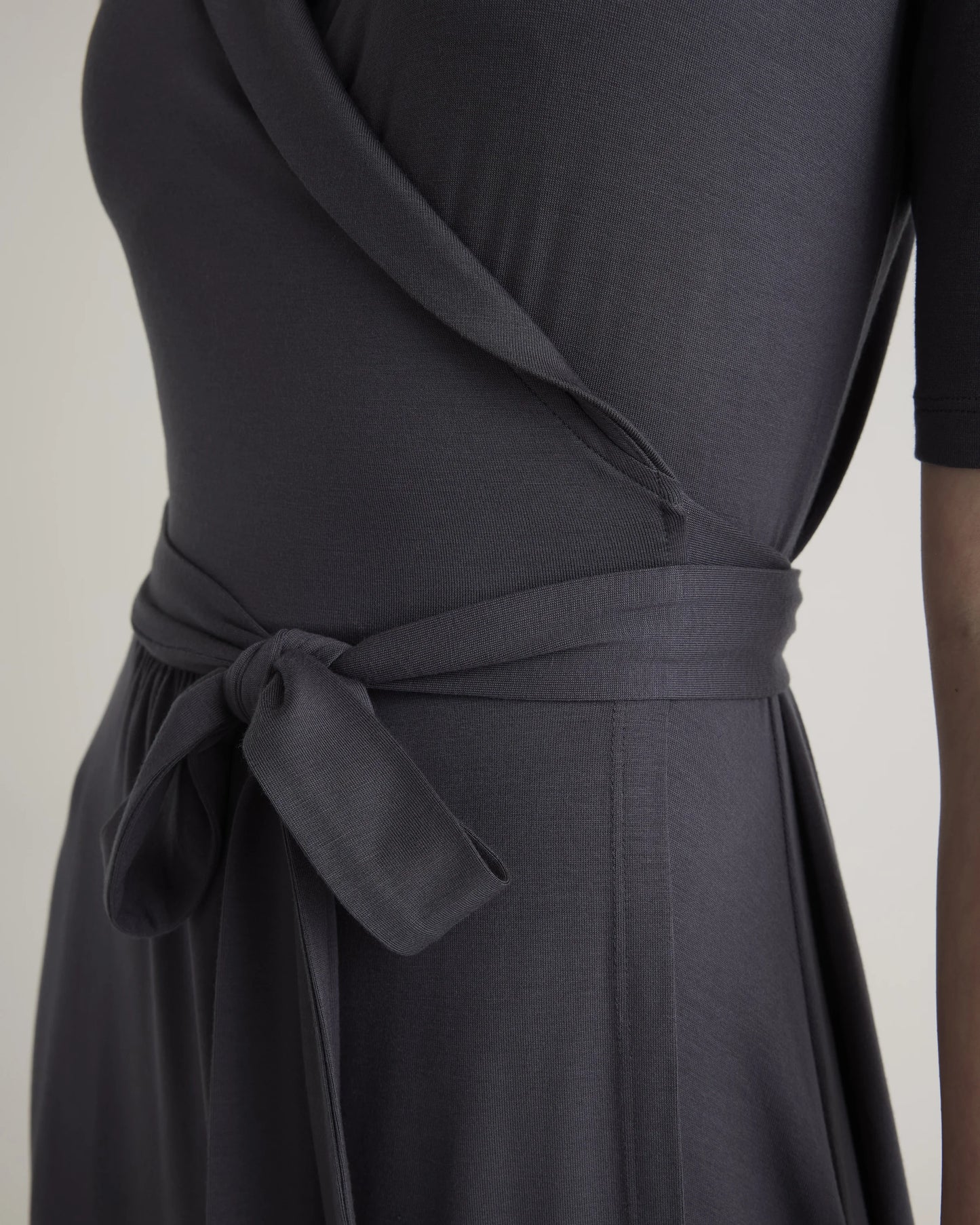 Tencel Jersey Midi Wrap Dress - XS / Brown