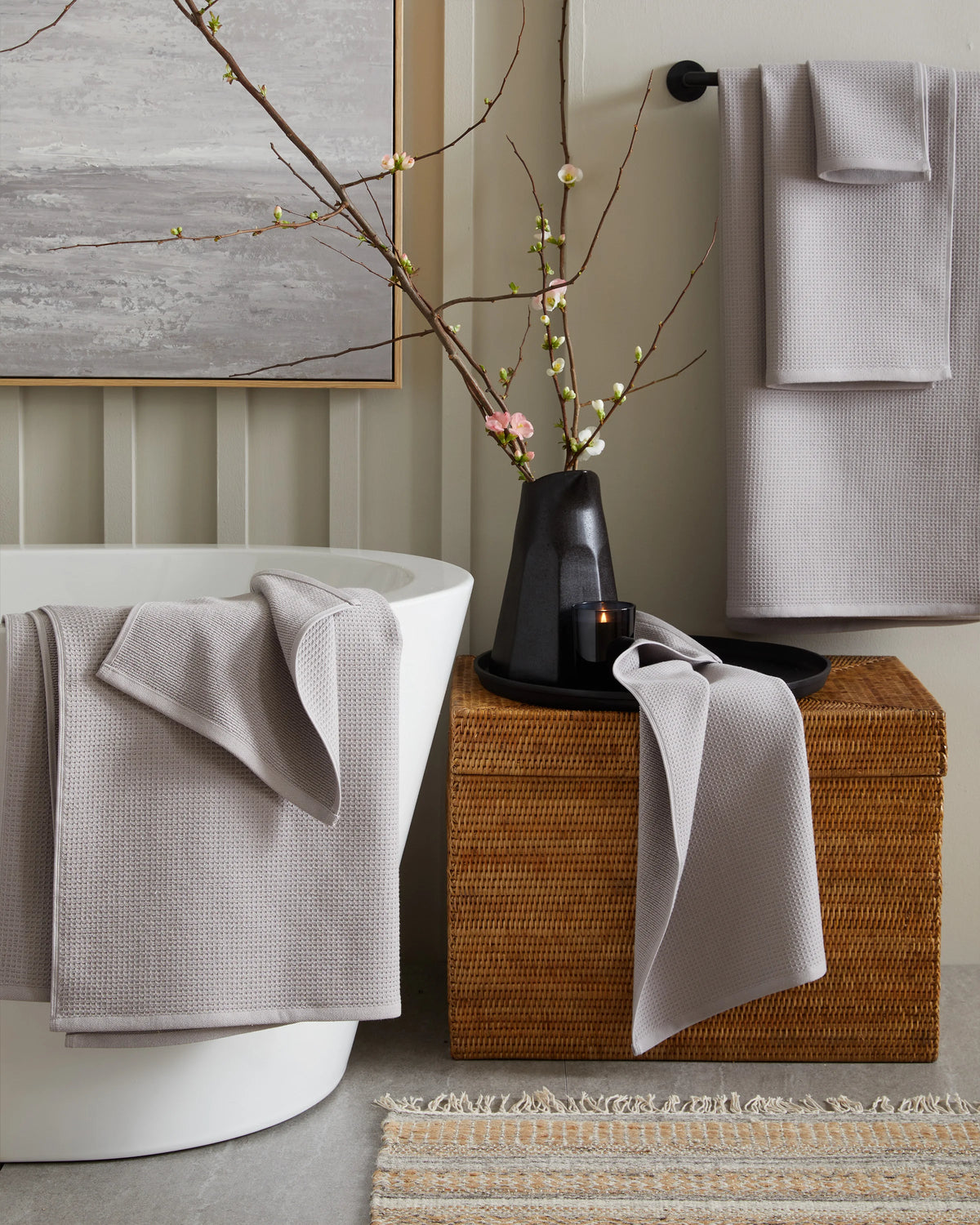 Turkish Waffle Terry Bath Towel Bundle - One Size / White