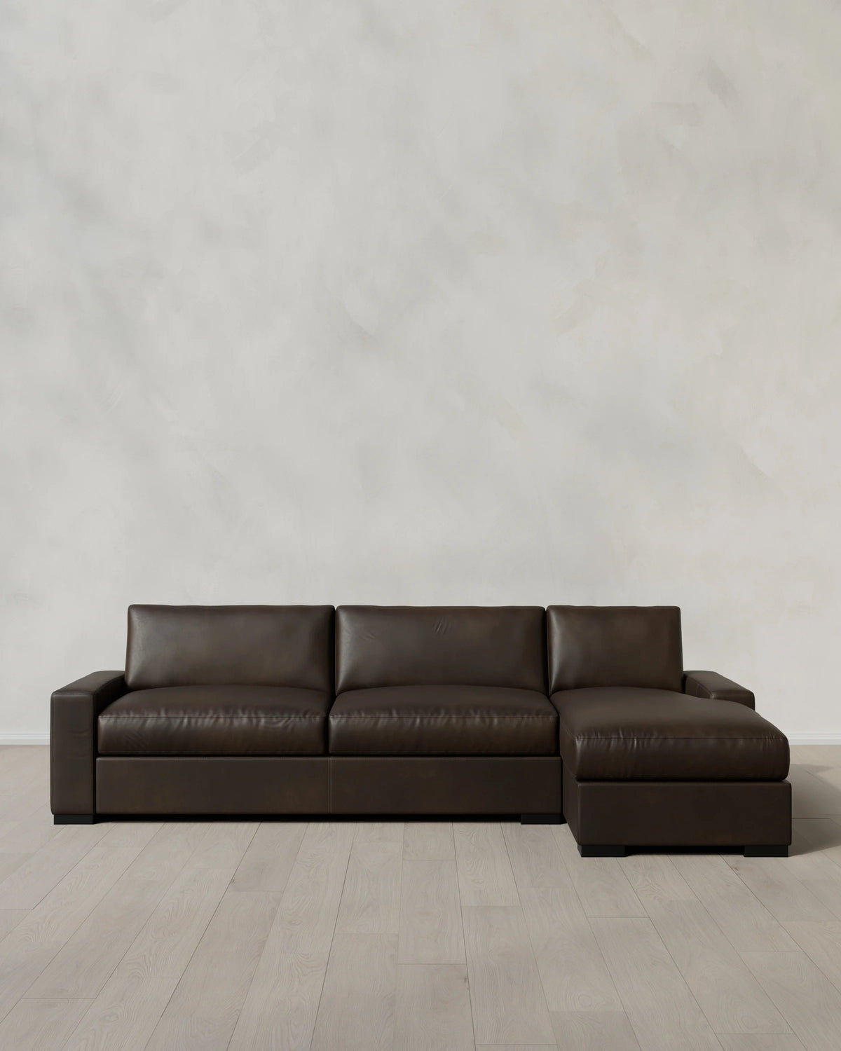 Stillman Chaise Sectional in Leather - 116" Right Arm / Auburn