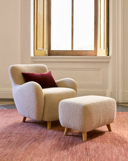 Teddy Boucle Petite Ottoman - One Size / Oatmeal