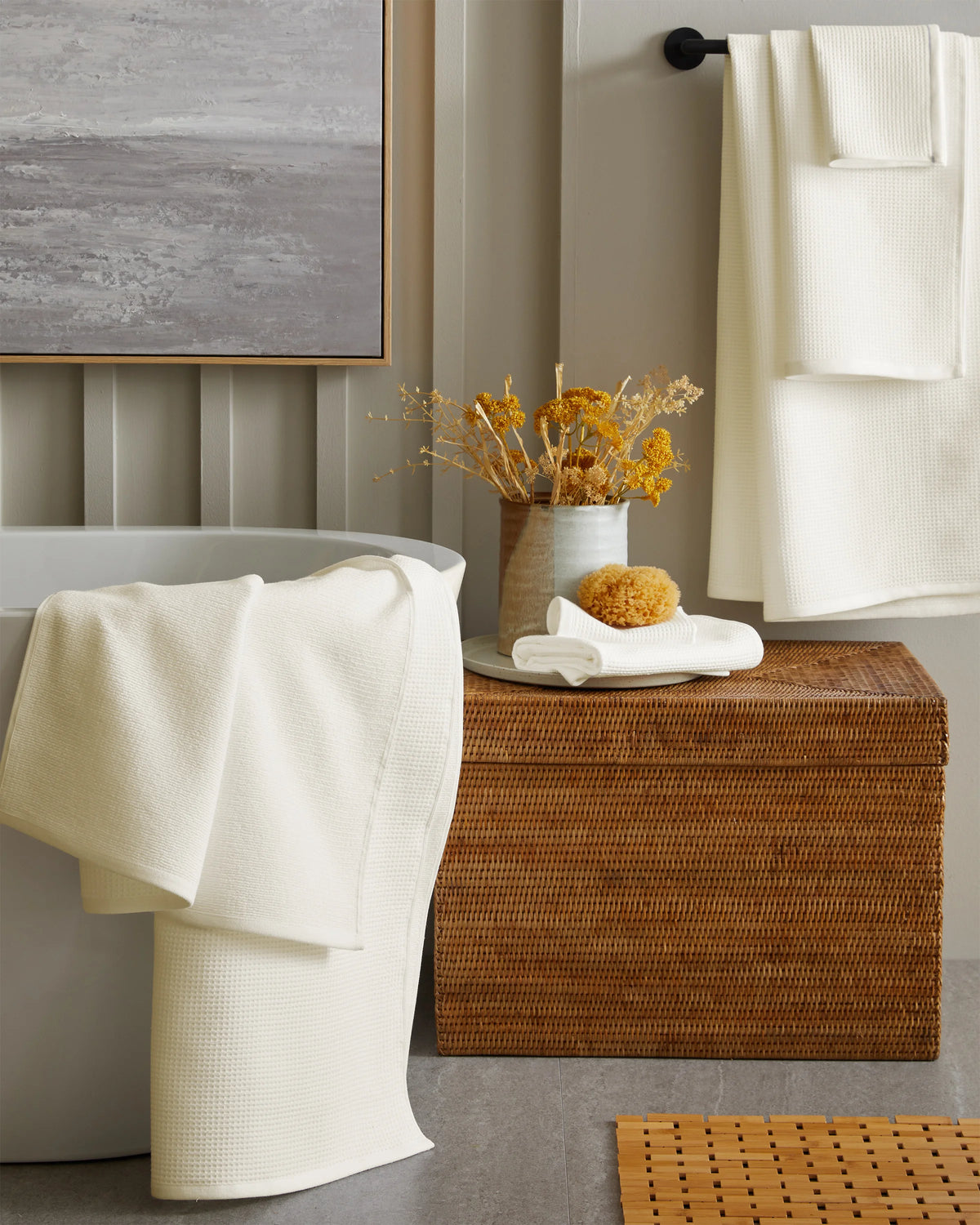 Turkish Waffle Terry Bath Towel Bundle - One Size / White