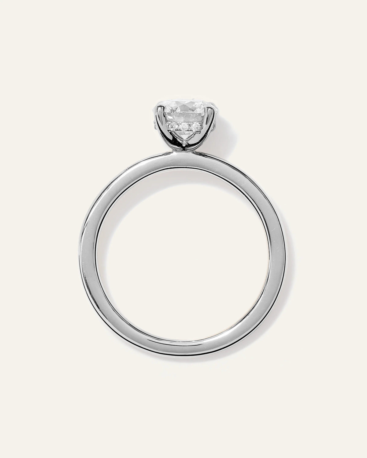 Lab Grown Diamond Round Petite Hidden Halo Engagement Ring - 1ct - 4 / Yellow Gold