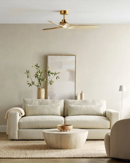 Transitional Wood Blade Ceiling Fan - 52" / Honey/Black