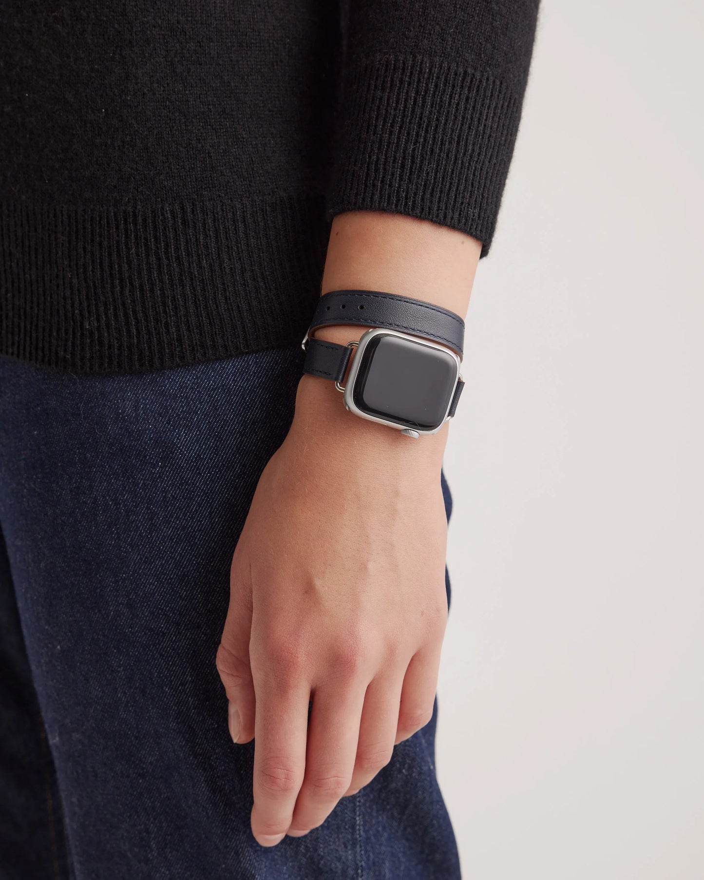 Leather Double Wrap Smartwatch Band - 38mm - 42mm / Dark Green